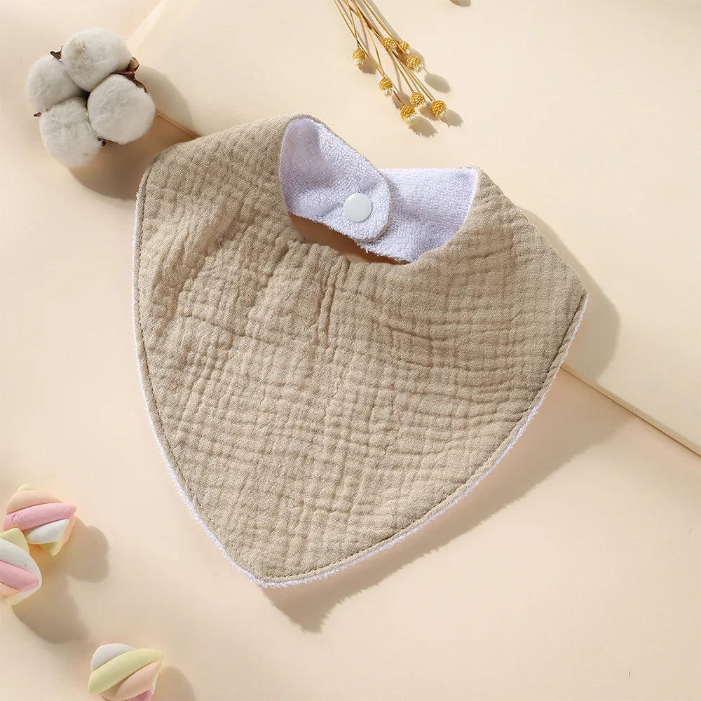 New Cotton Baby Bib Soft Waterproof Triangle Saliva Towel Adjustable Button Print Infant Boy Girl Feeding Burp Cloth Cute Bibs