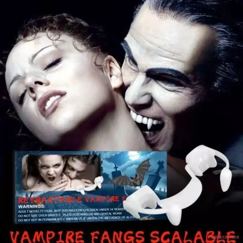Halloween Vampire Fangs Spoof Teeth Retractable Braces Prom Party Dress up Cosplay Props