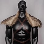 Medieval Viking Fur Cape Shawl Faux Fur Collar Shoulder Cloak Retro Warrior Knight Hunter Pirate Halloween Cosplay Costume