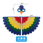 Animal Bird Wings+Mask Suit Stage Performance Peacock Owl Parrot Bird Felt Cape Halloween Bird Funny Party Cosplay Cloak