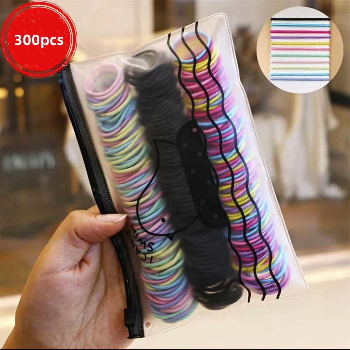50/100/200/300pcs Cute Hair Ties For Kids & Girls - Colorful Elastic Polyester Hair Ties, Ideal choice for Gifts