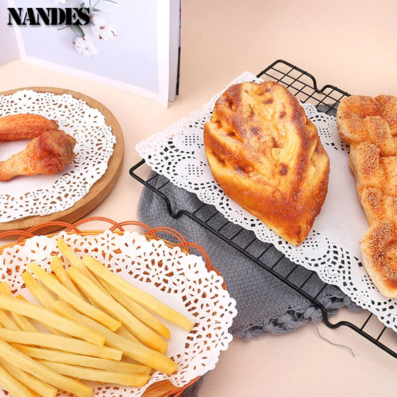 150Pcs Kitchen Fried Food Special Flower Bottom Paper Oil-absorbing Paper Baking Cake Pizza Snack Round Household Lace Paper Pad