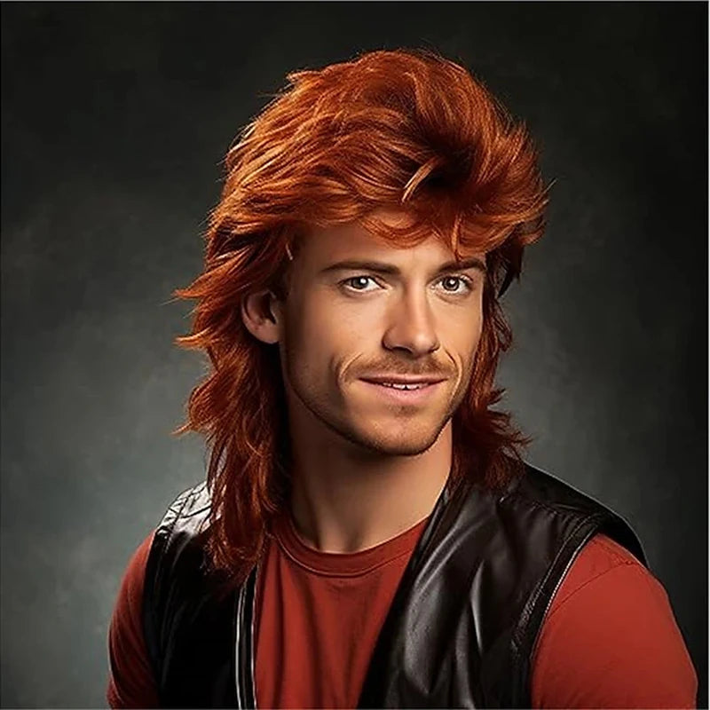 HAIRJOY Synthetic Hair Mullet Wigs for Men 70s & 80s Costume Party Synthetic Wigs