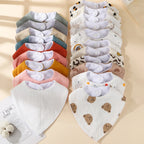New Cotton Baby Bib Soft Waterproof Triangle Saliva Towel Adjustable Button Print Infant Boy Girl Feeding Burp Cloth Cute Bibs