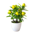 18cm*24cm Artificial Lemon Tree Potted Plastic Fake Flowers Plant Outdoor Yard Garden Balcony Plant Potted Home Floral Decor