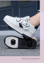Girls Retractable Roller Shoes Breathable Walking Sneakers