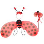 4 Piece Yellow Bee Cosplay Costume Halloween Bee Antennae Headband Hairband Wings Magic Wand Funny Dress Fairy Props Set