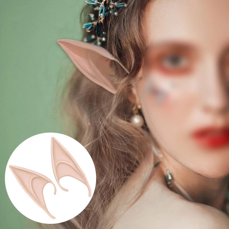 1pair Cosplay Fairy Elf Ears Soft Pointed Tips Anime Party Dress Up Costume Masquerade Accessories For Halloween Christmas Party