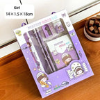 6Pcs/Set Cute Cartoon Capybara Pencil Stationery Set Kawaii Eraser Pencil Sharpener Children Student Stationery Supplies