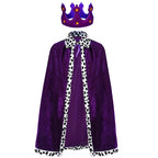 Adult Kids Cape King Prince Cosplay Costume Crown Shawl Parent-child Activity Party Performance Costume Halloween Cloak