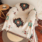 Aztec Blanket Oversized Boho Throw Blanket with Fringe Southwestern Geometric Tapestry Vintage Woven Throw Blankets Double-S