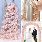 1pc 5.6ft Artificial Sakura Flowers Vine Wedding Garden Rose Arch Home Party Decoration Spring Bridal Fake Silk Scrapbook Plants