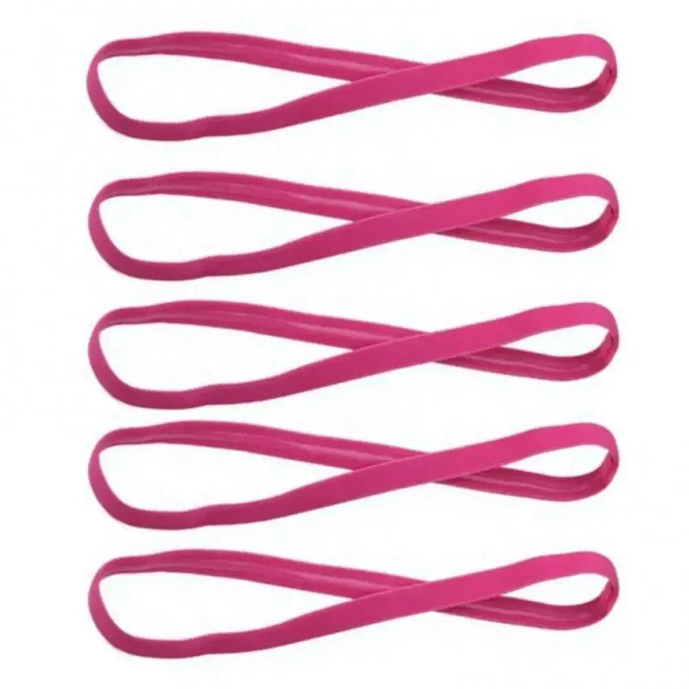 5Pcs Candy Color Women Men Yoga Hair Bands Sports Headband Girls Sport Anti-slip Elastic Rubber Sweatband Football Running