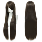 80cm Long Synthetic White Purple Cosplay Wigs Green Hair Straight Silver Wig Pink Hairpiece Lolita Wig with Bangs