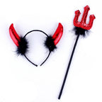 Red Devil Horns Headband Horror Animal Headpiece Cosplay Demon Halloween Party Costume Accessories Magic Wand Xmas Gifts