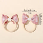 10Pcs Girls Fresh Bowknot Head Rope Sweet Printing Double Ponytail Hair Ties Bands Head Scrunchies Without Cardboard