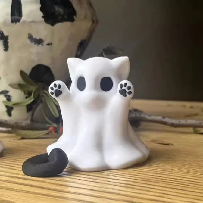 Mini Kitten Ghost Ornaments Afraid of Cute Desktop Atmosphere Halloween Feeling Send Girlfriend Cat Gift Home Decoration Crafts