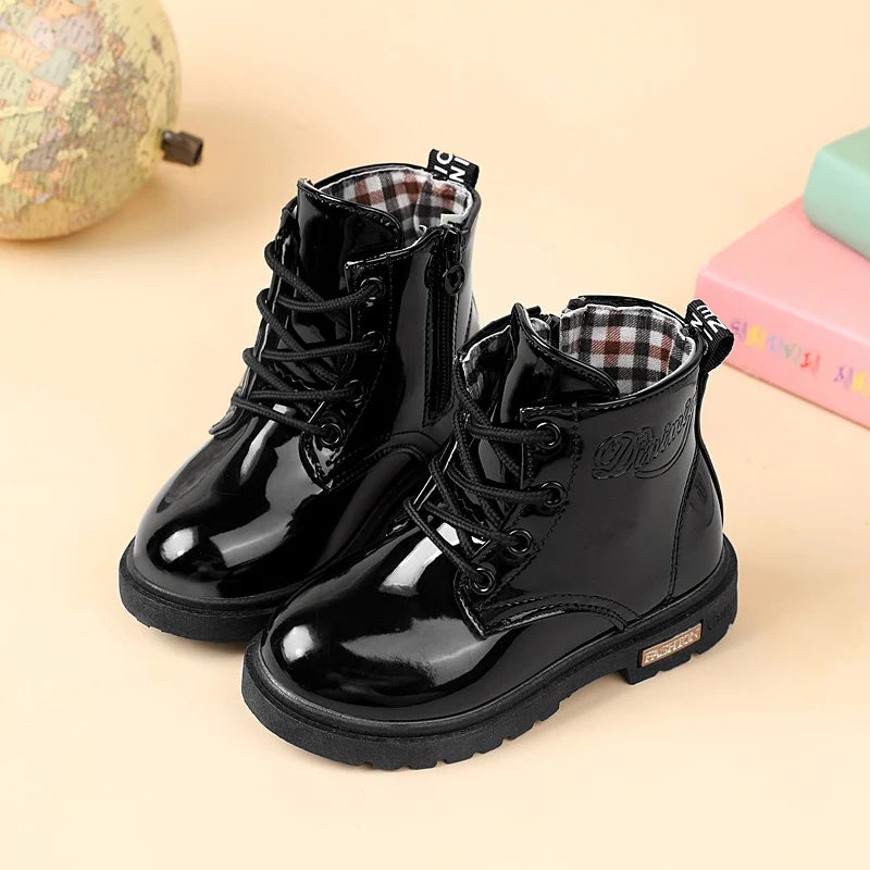 Kids Waterproof Snow Boots Plush Winter Shoes for Boys Girls