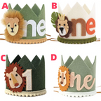 1Pc,Jungle Safari 1st Birthday Crown - Lion First Birthday Hat, Wild One Birthday Decoration, Safari 1st Birthday Decor