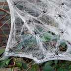 1 Set, 60 Soft Spider Webs Halloween Decorations Bonus With 10 Fake Spiders, Super Stretch Cobwebs For Halloween Indoor Outdoor