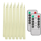 LED Flameless Taper Candles Flickering with 10-Key Remote 11" Battery Operated Ivory Candlesticks Christmas Home Wedding Decor