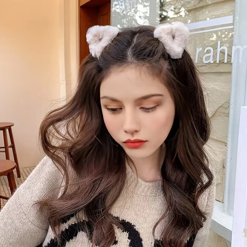 Cute Plush Cat Ear Clips for Women | Adorable Fluffy Hair Accessory for Bangs and Ponytails | Playful Design for Any Occasion