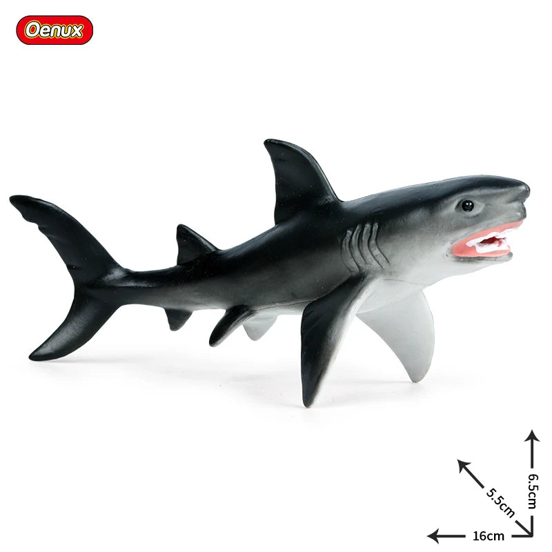 Oenux Ocean Animals Action Figures Sealife Shark Whare Megalodon Model Figurines PVC Home Decoration Kid Cognitive Education Toy