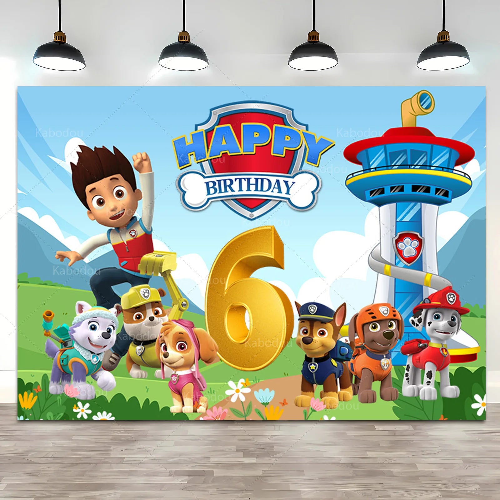 Custom Kids Name Age Paw Patrol Backdrop Boy 1st 2nd 3rd Birthday Party Background Decor Puppy Banner Poster Photo Studio