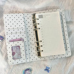 A6 Polka Dot Cloth Binder Notebook 6-Hole Loose Leaf Portable DIY Scrapbook Journal Multi Pocket Photo Album Planner School Gift