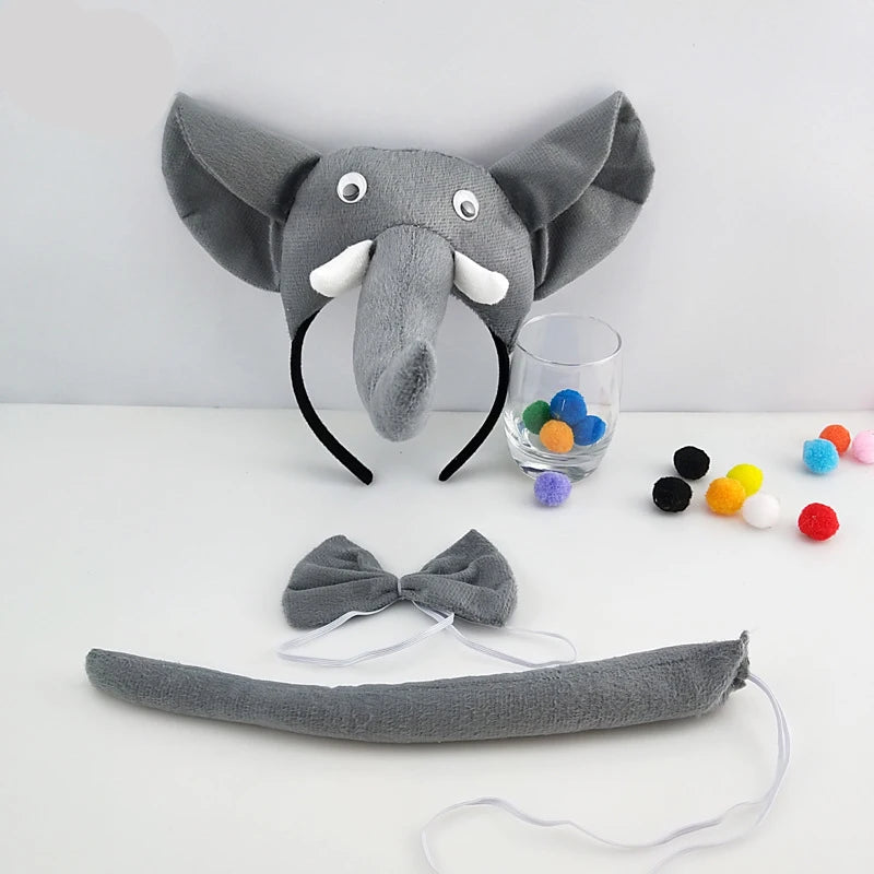 Animal Performance Elephant Hair Accessories Cosplay Halloween Party Decorative Headband Forest Style Xmas Elephant Headpiece
