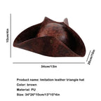Faux Leather Pirate Hat Brown Captain Hat Vintage Button Masquerade Party Cosplay Costume Hat For Men Women Photography Props
