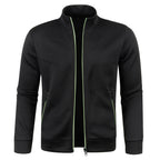 Autumn and Winter Men's New Long Zipper Color Block Sweater Sleeves Thin Plush Sweater Jacket Casual Slim Fit Comfortable Coat