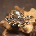 Brass Retro Octopus Cuttlefish Creative Marine Organism Office Desktop Ornament Accessories Small Tea Pet Souvenir Gifts