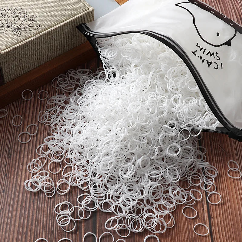 1000 Pcs/Bag Small Clear Rubber Band Black Holder Hair Ties Gum White Colorful Elastic Hair Band For Kid Girls Women Accessories