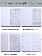 A7 specification 2026 English planner book, mini portable pocket daily schedule book, 64 sheets 128 page thin weekly calendar