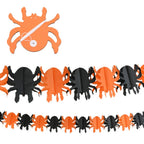 Halloween Paper Banner Spider Pumpkin Ghost Bat Paper Chain Halloween Decoration Garland Banner Paper Pull Flower Party Supplies