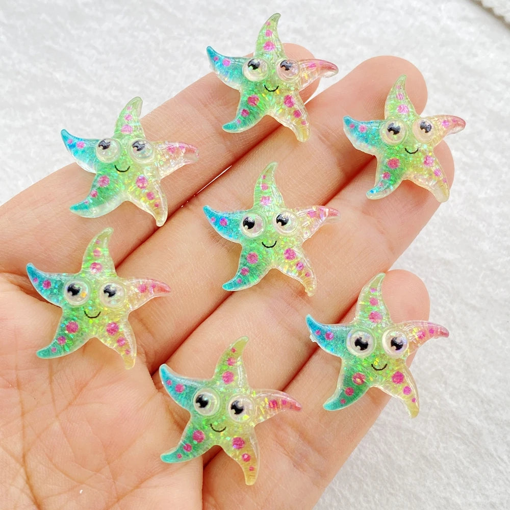 20Pcs Cute Resin Cartoon Shell, Starfish, small fish, seahorse, for Scrapbooking, Wedding Decor & DIY Jewelry Making Accessories