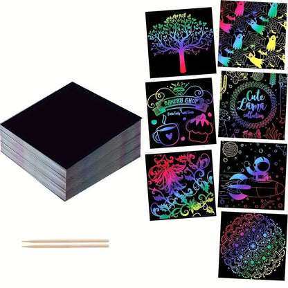 Rainbow Reveal Craft Kit for Kids | Wooden Stylus Scratch Art Set