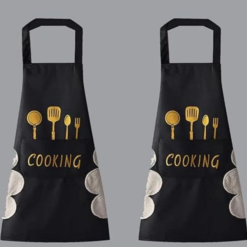New Waterproof Oilproof Apron Kitchen Household Cooking Baking Apron for Men Women Lightweight and Durable with Hand Wiping
