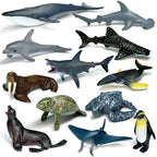 12pcs/set Updated Simulated Marine Animals Penguin Toy Model Realistic Sea Life Turtle Whale Toys For Children Christmas Gifts