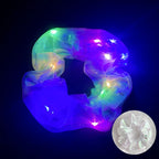 10pcs LED Scrunchies Light Up Organza Hair Scrunchy Elastic Hair Ties for Women Girl Glow in The Dark Party Supplies Neon Outfit