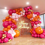 134PCS Pink and Orange Balloon Arch Kit Metallic Gold Latex Balloon Birthday Party Baby Shower Wedding Party Decorations