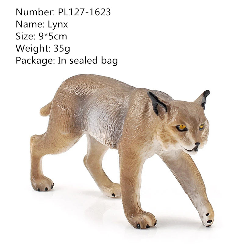 Realistic Simulated Forest Animal Lynx Model Solid Simulation Bobcat Wild Fox Model Action Figures Toys For Christmas Gifts