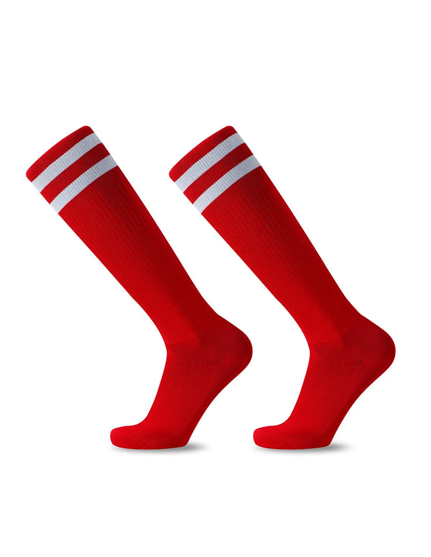 White Black Stripes Football Soccer Socks For Men Teenages Kids Boys Over the Calf Baseball Rugby Athletic Socks Women Girls