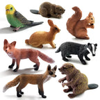 Simulation Fox Rabbit Squirrel Parrot Bird Badger Figurine Animal Model Home Decor Miniature Fairy Garden Decoration Accessories