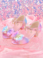 Girls Rainbow Glitter Dress Shoes Party Sandals for Kids