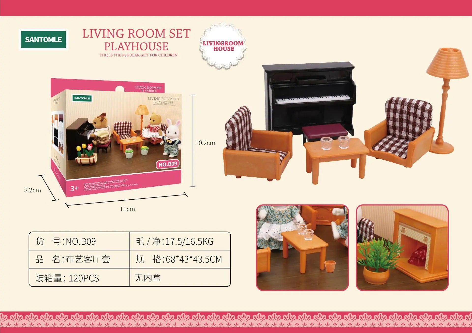 Forest Animal 1/12 Dollhouse Furniture Bedroom Kitchen Bathroom Set Miniature Simulation Dolls Accessories DIY Toys Girls