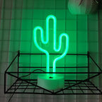 Cute Cactus Neon Sign Lights Battery & USB Powered LED Table Lamp for Party Birthday Gift Living Room Camping Summer Home Decor