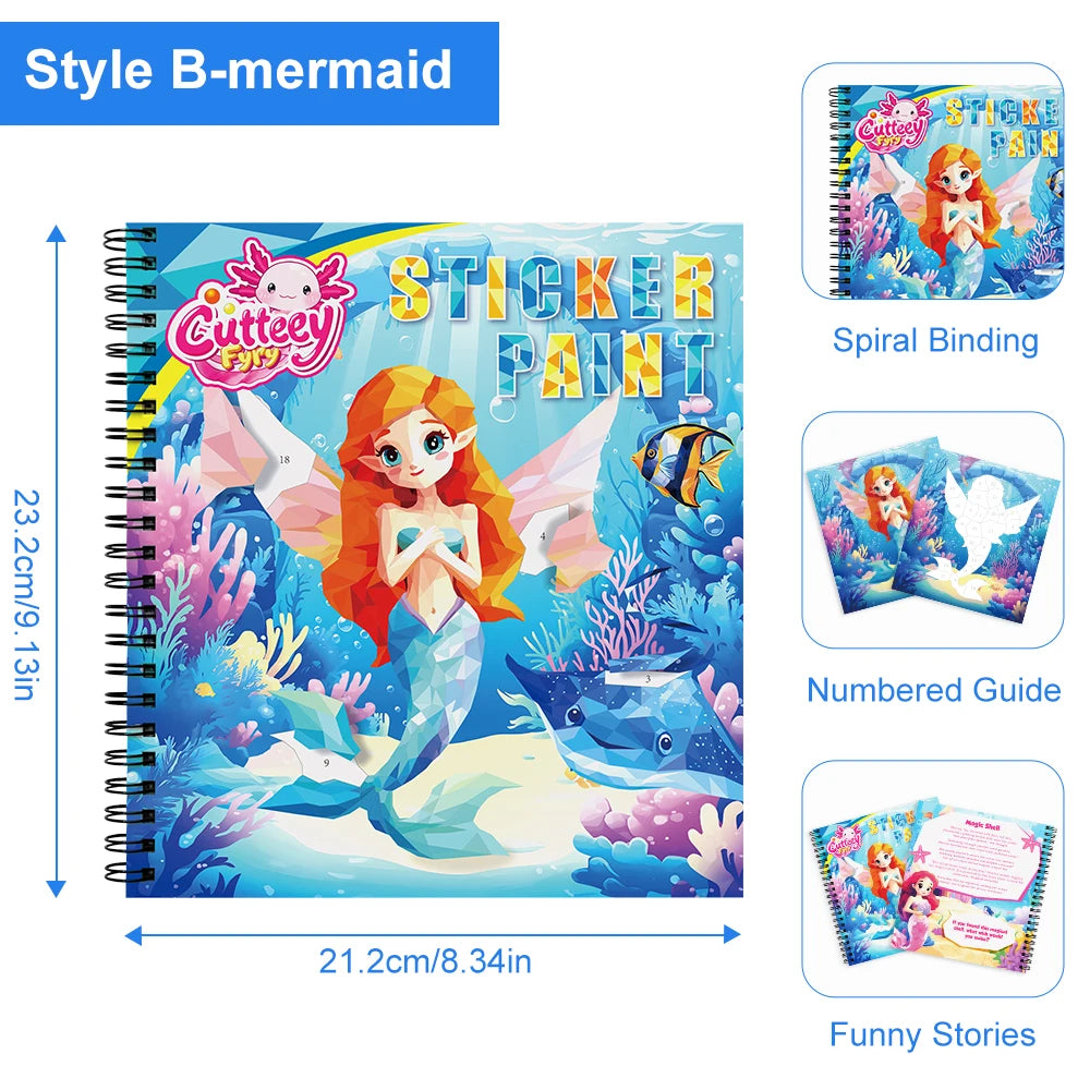 1/2PCS CutteeyFyry Sticker Book By Number Unicorn Stickers Paint Book For Kids Paint by Number Sticker Book Keep Kids Busy