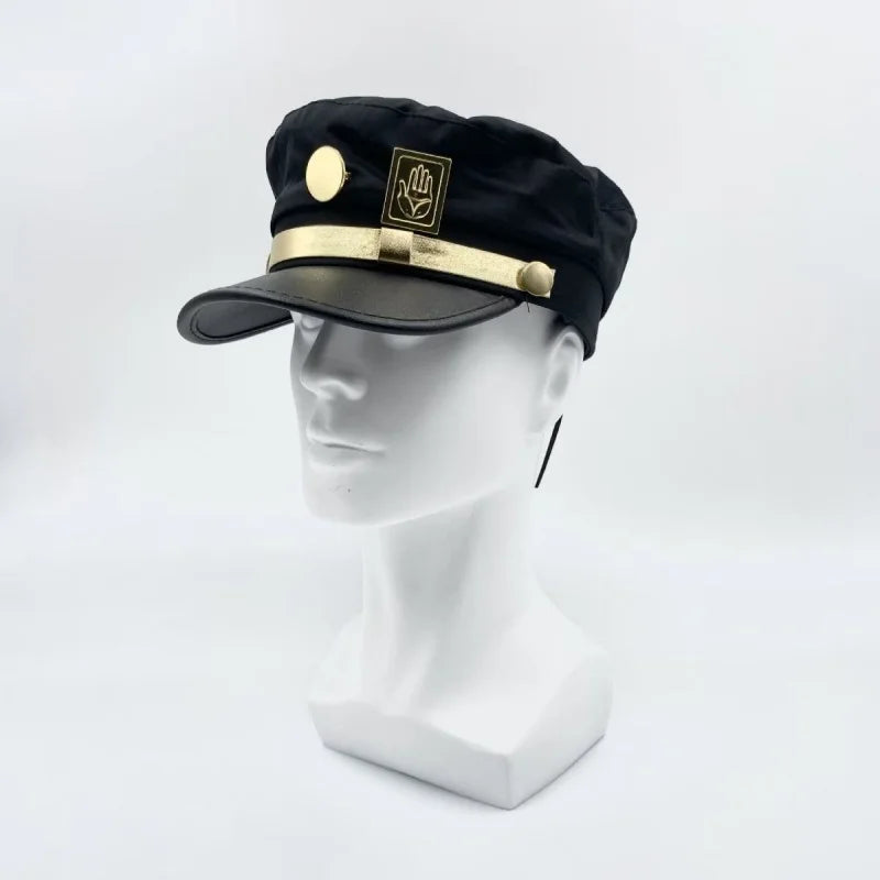 JoJo's Bizarre Adventure Kujo Jotaro Cosplay Cap Unisex Adult Metal Badge Hat Prop